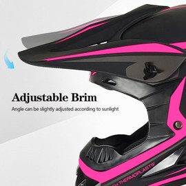 Youth Kids Motocross Helmet, Adult ATV Dirt Bike Helmet, Off-Road BMX 4-Wheeler Full Face Motorcycle Helmet W/Goggles Gloves & Mask, DOT Approved, Pink, L