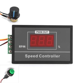 DC6-60V 6V 12V 24V 48V 30A PWM DC Motor Speed Controller, Stepless DC Digital Display Motor Speed Controller with Momentary Start/Stop Switch/Speed Control Potentiometer