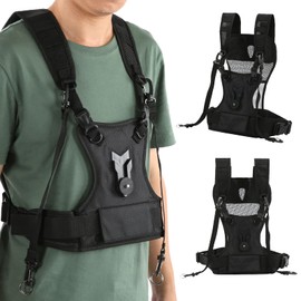 Dual Camera Harness, Multi-Carrying Chest Vest System for Camera, Nylon Durable Comfortable Adjustable Chest Harness for Climbing Wedding Travel