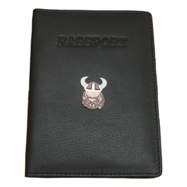 Viking Leather Passport Cover Black Holder RFID Safe Gift 551