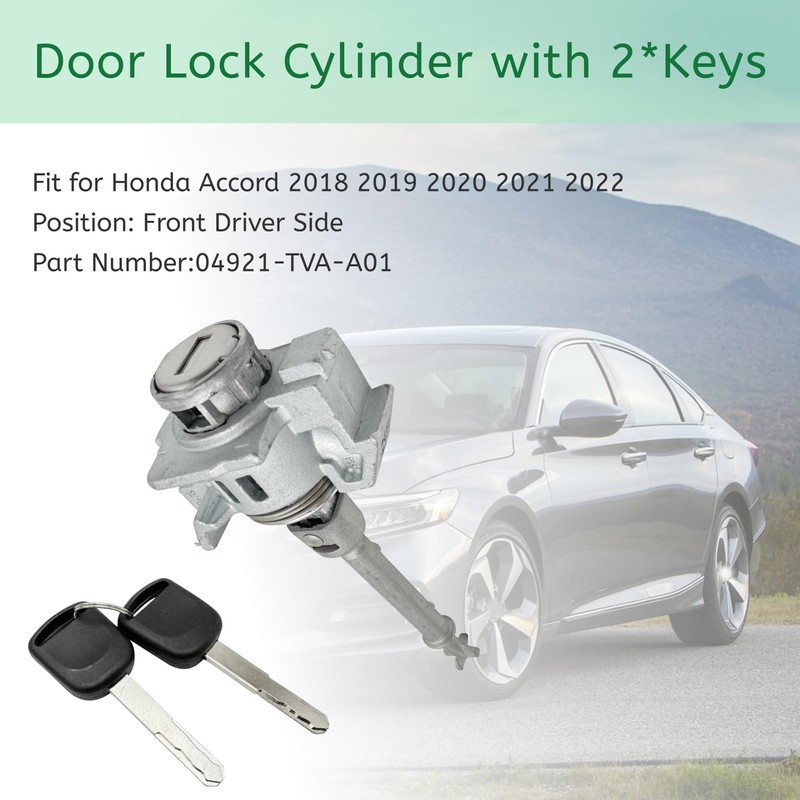 Memiuyelay Front Driver Side Door Lock Cylinder with 2*Keys Fit