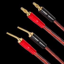 MEIRIYFA HiFi OFC Speaker Cable with Banana Plug to Pin Plug, 4mm Banana Plug to Pin Plug 2mm Speaker Wire Cord Jumper Cable for Speaker Amplifier -2PCS (2M)