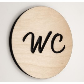 NOIR.DESIGN® Wooden WC Toilet Sign – Restroom WC Symbol – Stylish Bathroom - Home Business - (9.5CM)