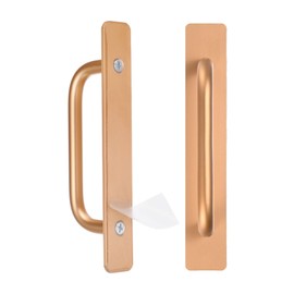 M METERXITY 2-Pack Self Stick Barn Door Handles, 5.91Inch/150mm Length Aluminium Alloy Gate Handle with Double Sided Tape for Bathroom/Wardrobe/Closet, Sliding Door Handle with Plate [Gold]