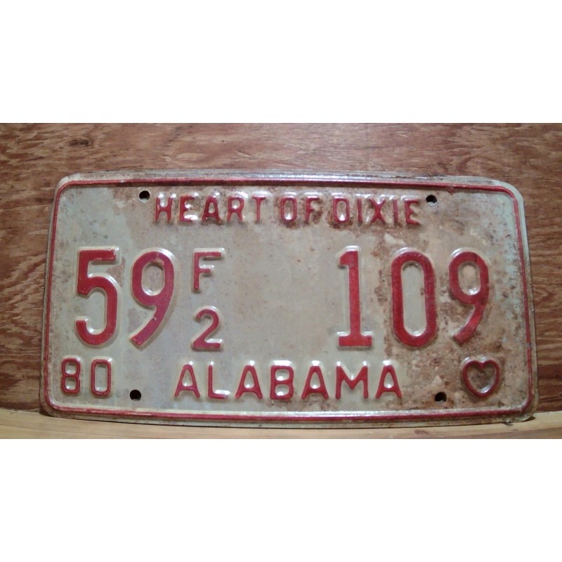 Vintage 1980 ALABAMA License Plate Antique Car Tag