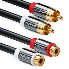 deleyCON PREMIUM 10m HQ Stereo Audio RCA Extension Lead - 2x RCA Socket to 2x RCA Connector Plug - METAL - gold-plated