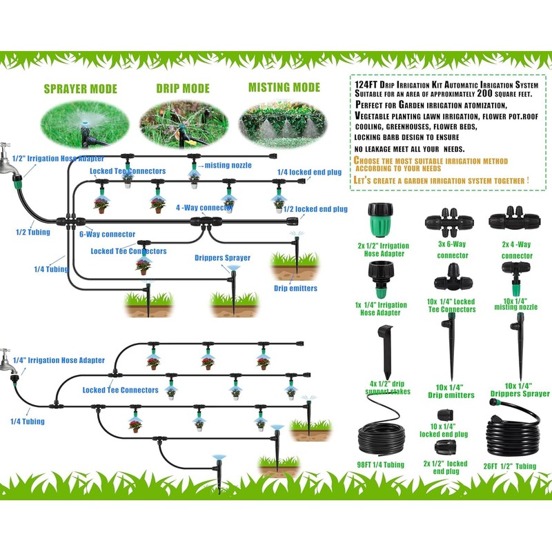 NRWRTY Leak-Proof Drip Irrigation Kit,Quick Connect Irrigation System,2025 New Lock