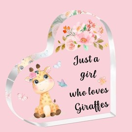 SDOFY Giraffe Gifts Giraffe Gifts for Women Girls Just a Girl Who Loves Giraffes Giraffe Heart-Shaped Acrylic Plaque Giraffe Lovers Gifts