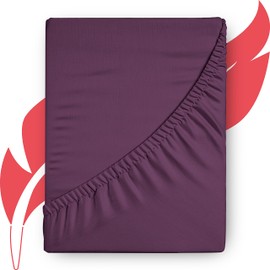 Ashton Sheets Premium 1000-Thread-Count Egyptian Cotton Full Fitted Sheet - Deep Pocket Full Size Fitted Sheet Only, Easy Snug Fit, Soft Sateen Weave Bottom Sheet, Fits Upto 18" Deep Mattress - Plum