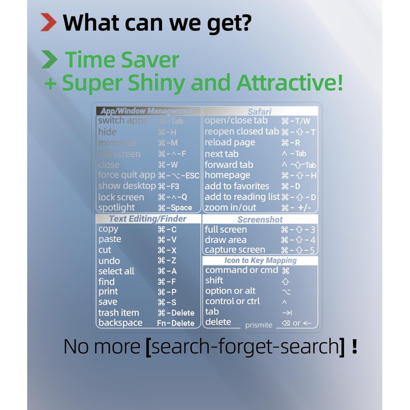 Mac Shortcut Sticker 2023, PET, Pack of 2，Silver