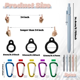 Lewtemi 5 Sets 24 Inch Pen Leash for Clipboard Lanyard Holder Pen Silicone Ring Buckle for Office Supplies(Morandi Color)