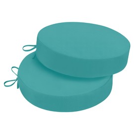 Wellsin Outdoor Bistro Chair Cushions, 3-Layer Waterproof Round Outdoor Cushions with Removable Covers, Outdoor Chair Cushions Set of 2, 15x15x3 Inch, Teal