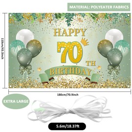 Decoration 70th Birthday Woman Men, Green Gold Birthday Decoration 70th with 70th Birthday Decoration Banner Background, 70th Birthday Sash, 70th Birthday Decoration Garland Balloons Green Gold, 70th