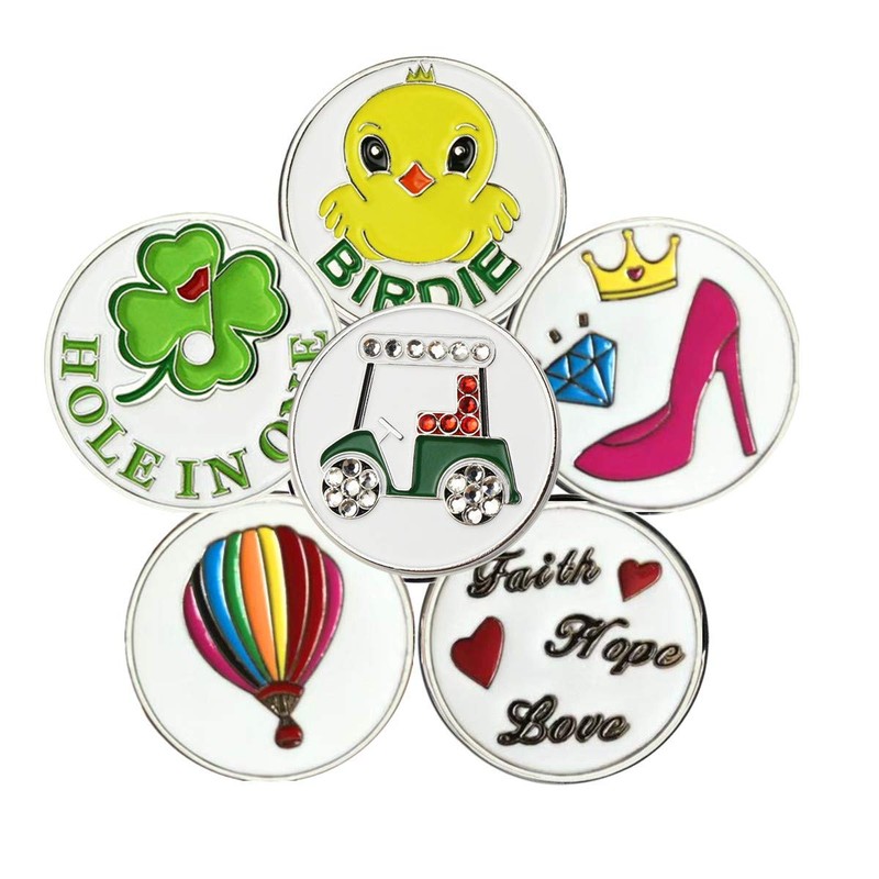 FINGER TEN Golf Ball Marker for Ladies Men Value 6