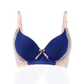 YooMee - Conjunto de brasier con aros para mujer, conjunto de 4 sujetadores push-up, Azul, 38B