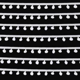 22 Yard Weiß Bommelborte, 2,5 Cm Bommel Fringe Band Pomponborte Pom Pom Fransen Basteln Pompoms Quaste Spitze, Bommelband Fransenborte Pompom Zierfransen Zum Nähen Von Kissen Kleidung Basteln Party