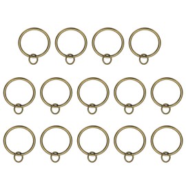 PATIKIL 14 Pcs Curtain Rings with Eyelets, 1.5"ID Glide Smoothly Metal Drapery Ring Fit Up to 1 1/4" Curtain Rod, Bronze