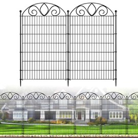 4 Panels No Dig Tall Garden Fence Panel – 48" H X 10.5' L Rustproof Metal Dog Fence Outdoor for Yard, Decorative Animal Barrier Fence for Pet, Garden Border, Patio, Flower Beds| Temporary Fencing