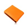 Mura Women's Bi-Color Genuine Leather Bi-fold Wallet with Anti-Skimming, orange/taupe