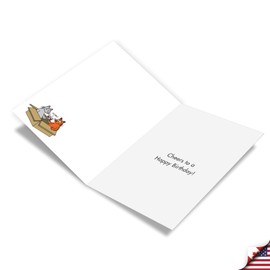 NobleWorks Funny Birthday Paper Card with 5 x 7 Inch Envelope (1 Card) Bday Cat Box C7005BDG