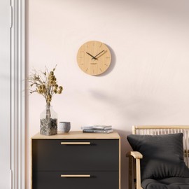 Cander Berlin MNU 2730 E Wall Clock Wood 28 cm Silent Modern Oak Veneer Vintage without Ticking Noises Living Room Analogue Silent