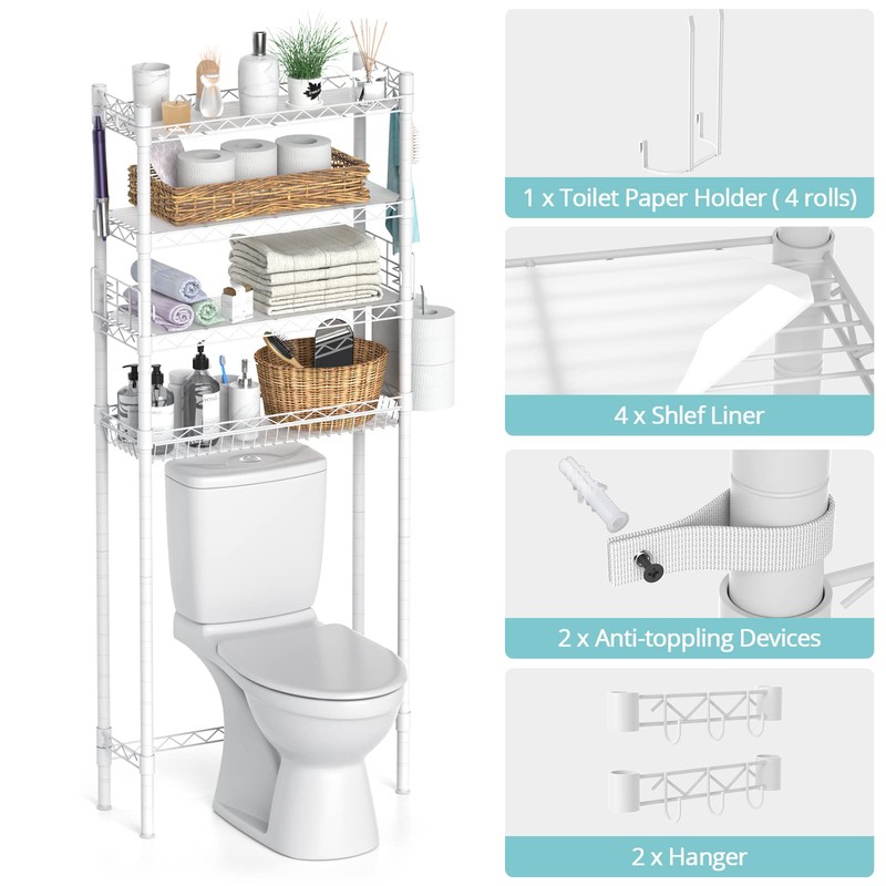 Hodonas Over The Toilet Storage, Bathroom Organizer Shelves Space Saver