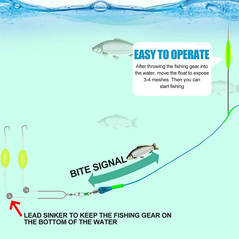 deegbbyi Pack of 5 Double Hook Reverse Bottom Rig, Fishing
