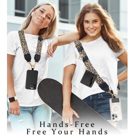 Aganmi Clip and Go Strap for Phone with RFID Leather Wallet Crossbody Adjustable Cell Phone Strap Lanyard with Zippered Pouch