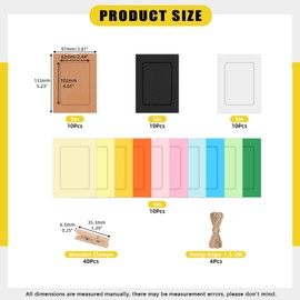 Mardatt 40 Set 5" Paper Picture Frames, Includes Colorful Cardboard Photo Frames with Wooden Clips, Strings for Home Decor