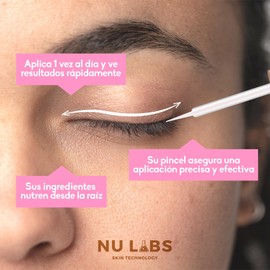 Sérum para Crecimiento de Pestañas Largas y Fuertes - Nutrición con Arginina y Biotina, amplificador de pestañas, Cruelty-Free, 6ml - Nu Labs Skin Technology