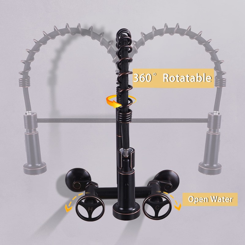 DOLGABA Wall Mount Kitchen Faucet, Commercial Wall Mounted Kitchen Faucets