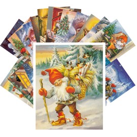 Vintage PostCards 24 pcs Vintage Christmas Gnomes by Lars Carlsson Dwarwes
