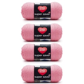 Bulk Buy - Red Heart Super Saver Perfect Pink Yarn - 4 Pack of 198g/7oz - Acrylic - 4 Medium (Worsted) - 364 Yards - Knitting/Crochet