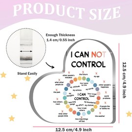 Mental Health Decor - Things I Can Control Heart-Shaped Engraved Acrylic Plaques Gifts 4.9 x 4.9 x 0.55 inch - Cute Office Desk Accessories - Gifts for School Counselor Therapy Office Decor