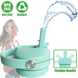 Straw Cap for YETI Rambler Lid Replacement - 12 18 26 36 64 oz, Flexible Handle Straw Lid for Yeti Accessories Top Water Bottle Accessory