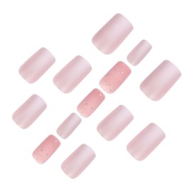 Healeved Matte Silver Press on Nails 24pcs Women's French Nail Art Glue on Nails for Wedding Easy to Apply