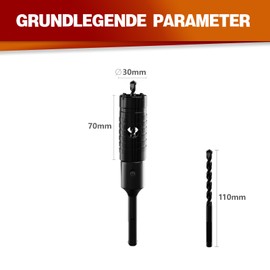 CSOOM Concrete Hole Saws 30 mm, Carbide Tipped with 2 x Pilot Drills, 110 mm SDS Plus for Electric Drilling in Concrete, Masonry and Stone, Can Drill Masonry