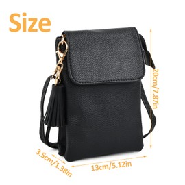 Leather Crossbody Bag, Cellphone Wallet, Small Cell Phone Cross Body Bag, with Long Strap and Key Ring, Mini Women Bag with Adjustable shoulder strap for Women girl