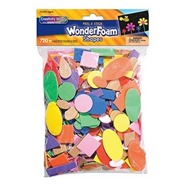 Pacon WonderFoam PAC4308 Peel & Stick Shapes, Assorted Sizes, Assorted Colors 720 Count
