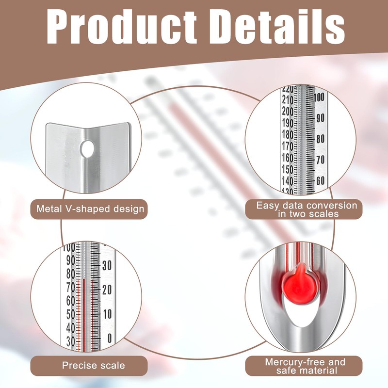 Tellegloww 12 Pcs V Shaped, Dual Scale Science Thermometers, Mercury