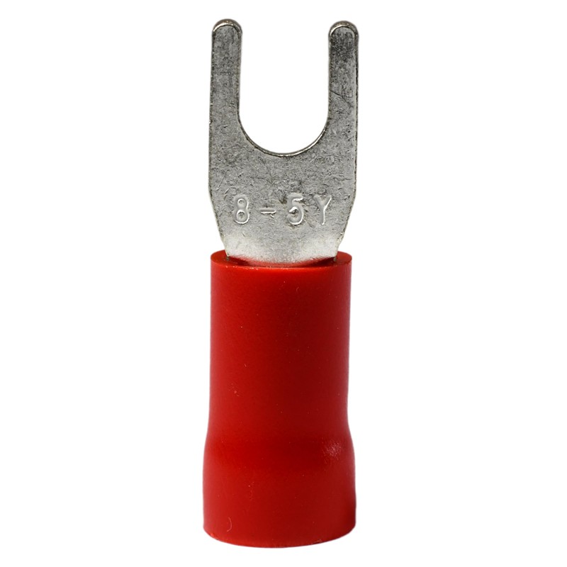 100PCS 8 AWG #10 M5 Insulated Fork Crimp Connector 62A