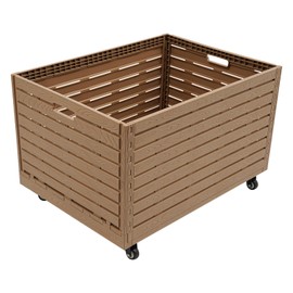 YUYFCC Rolling Foldable Crate Modern Plastic Storage Bin Bins Folding Moving Dolly Cart Furniture on Wheels Storage Basket for Garages Home Bedroom Factory Travel Shopping 440.92Lbs Capacity, Brown