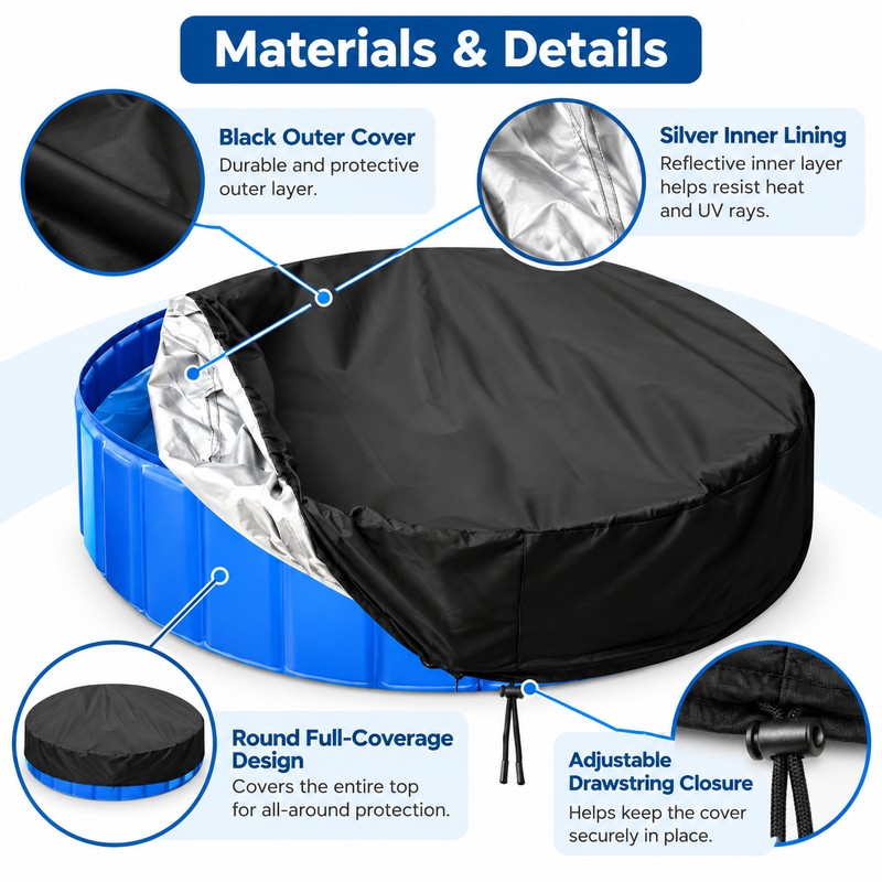 Round Above Ground Pool Cover 4-15FT, Waterproof Swimming Pool Blanket