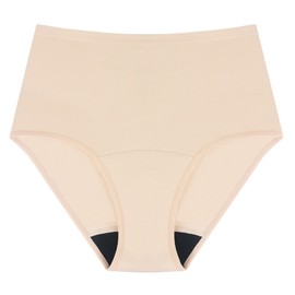 AIRCUTE Washable Urinary Incontinence Potective Underwear for Women Leak Proof Absorbent Cotton Panties 60ML 1 Pack (Beige, 6X-Large)