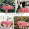 Enjoyidea Vinyl Tablecloth with Flannel Backing-6 Pack Red and White