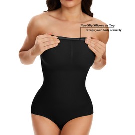 JOYSHAPER Strapless Bodysuit for Women Tummy Control Seamless Shapewear Bodysuits Ribbed Body Shaper Tank Top