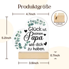 Putuo Decor Acrylic Decorative Sign "Glück ist, einen Papa wie dich zu haben, liebevolle Tischdeko mit Holzsockel, Geschenk für Vater, Vatertag, Geburtstag, Dankeschön