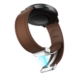 Sodhad Leather Silicone Watch Band 22mm 20mm Quick Release Leather and Soft Silicone Hybrid Magnetic Watch Bands Replacement Strap for Men Women - Dark Brown