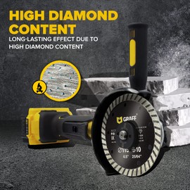 GRAFF 4 ½ Inch Diamond Blade for Angle Grinder - Diamond Cutting Wheel for Cutting Stone, Marble, Granite, Brick, Masonry, Paving Flag, Concrete - Turbo Diamond Saw Blades - 115 mm