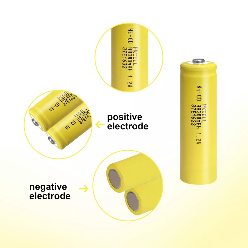 PKCELL 2pcs AA Batteries Ni-CD Rechargeable 300mAh 1.2v Button Top